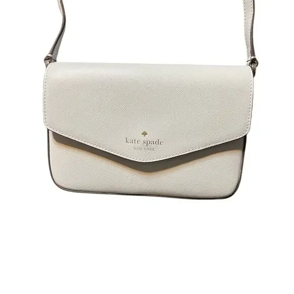 Kate Spade Sadie Envelope Crossbody Platinum Saffiano Leather Chic Minimalist - Picture 1 of 11